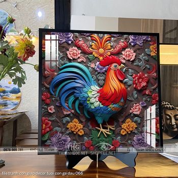 file tranh con giap decor tuoi con ga dau 066