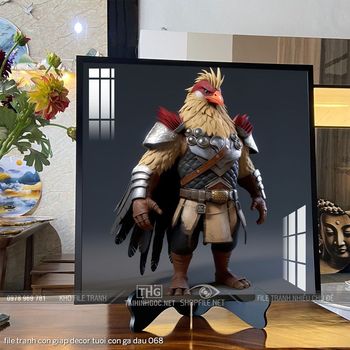 file tranh con giap decor tuoi con ga dau 068