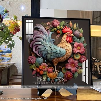 file tranh con giap decor tuoi con ga dau 069