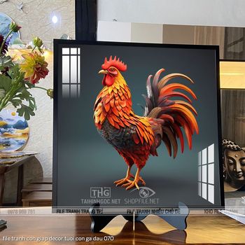 file tranh con giap decor tuoi con ga dau 070