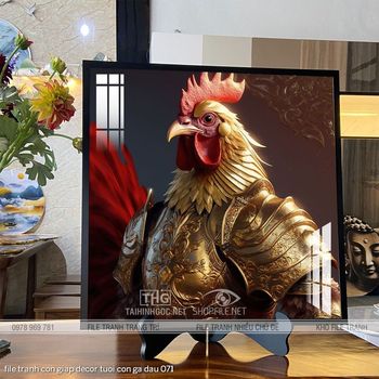 file tranh con giap decor tuoi con ga dau 071