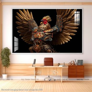 file tranh con giap decor tuoi con ga dau 072