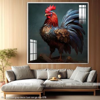 file tranh con giap decor tuoi con ga dau 078