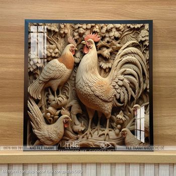 file tranh con giap decor tuoi con ga dau 080