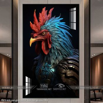 file tranh con giap decor tuoi con ga dau 083