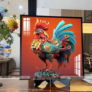 file tranh con giap decor tuoi con ga dau 085