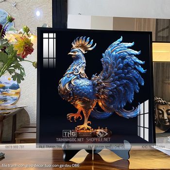 file tranh con giap decor tuoi con ga dau 086