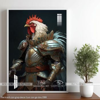 file tranh con giap decor tuoi con ga dau 088