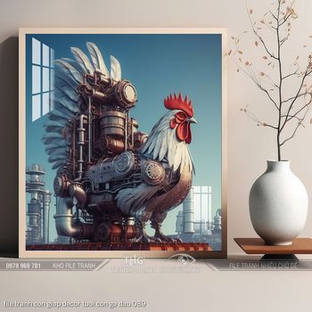 file tranh con giap decor tuoi con ga dau 089