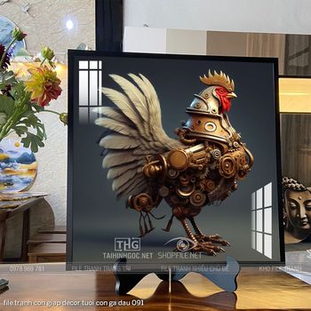 file tranh con giap decor tuoi con ga dau 091