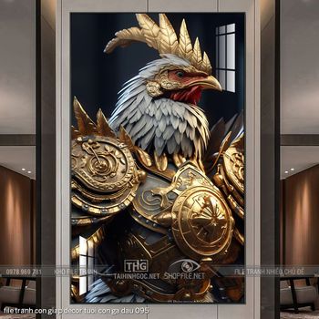 file tranh con giap decor tuoi con ga dau 095