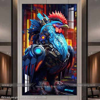 file tranh con giap decor tuoi con ga dau 096