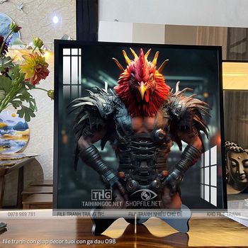 file tranh con giap decor tuoi con ga dau 098