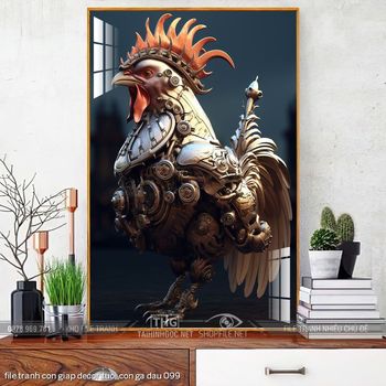 file tranh con giap decor tuoi con ga dau 099