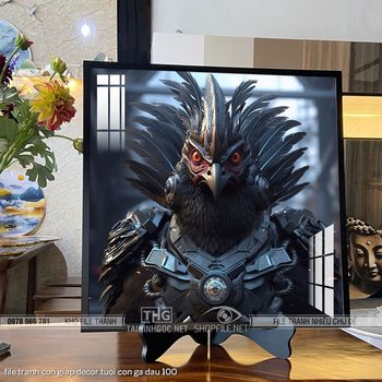 file tranh con giap decor tuoi con ga dau 100