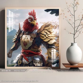 file tranh con giap decor tuoi con ga dau 101