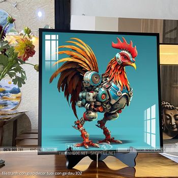 file tranh con giap decor tuoi con ga dau 102