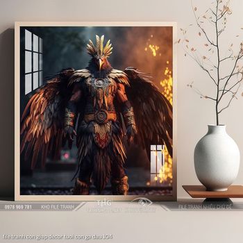 file tranh con giap decor tuoi con ga dau 104