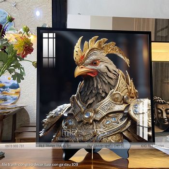 file tranh con giap decor tuoi con ga dau 109