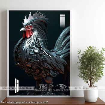 file tranh con giap decor tuoi con ga dau 112