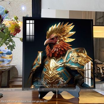 file tranh con giap decor tuoi con ga dau 113