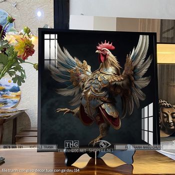 file tranh con giap decor tuoi con ga dau 114