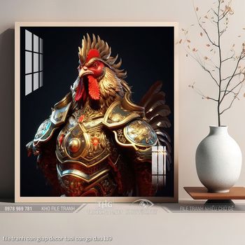 file tranh con giap decor tuoi con ga dau 119