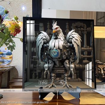 file tranh con giap decor tuoi con ga dau 120