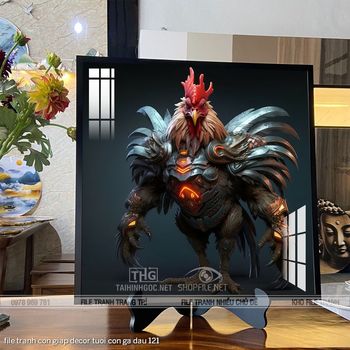 file tranh con giap decor tuoi con ga dau 121