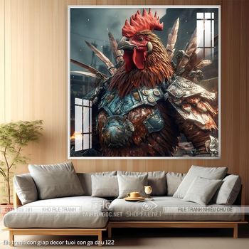 file tranh con giap decor tuoi con ga dau 122