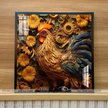 file tranh con giap decor tuoi con ga dau 123