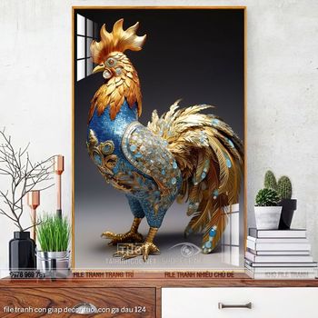 file tranh con giap decor tuoi con ga dau 124