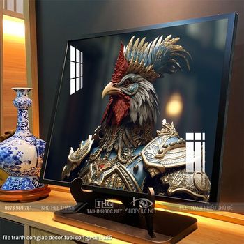 file tranh con giap decor tuoi con ga dau 125