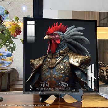 file tranh con giap decor tuoi con ga dau 126