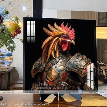 file tranh con giap decor tuoi con ga dau 127