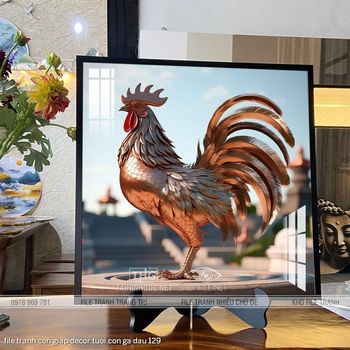 file tranh con giap decor tuoi con ga dau 129