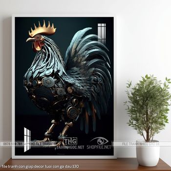 file tranh con giap decor tuoi con ga dau 130