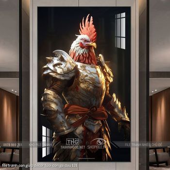 file tranh con giap decor tuoi con ga dau 131