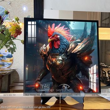 file tranh con giap decor tuoi con ga dau 132