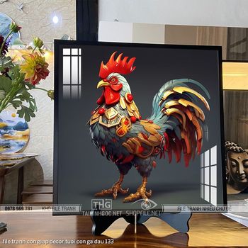 file tranh con giap decor tuoi con ga dau 133