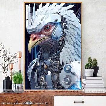 file tranh con giap decor tuoi con ga dau 137