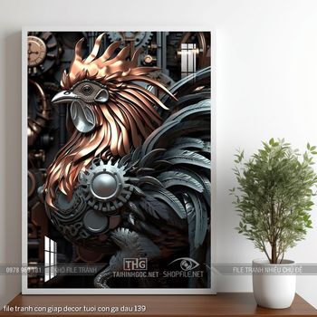 file tranh con giap decor tuoi con ga dau 139