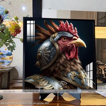 file tranh con giap decor tuoi con ga dau 140