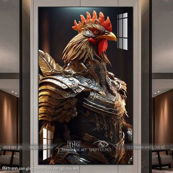 file tranh con giap decor tuoi con ga dau 141