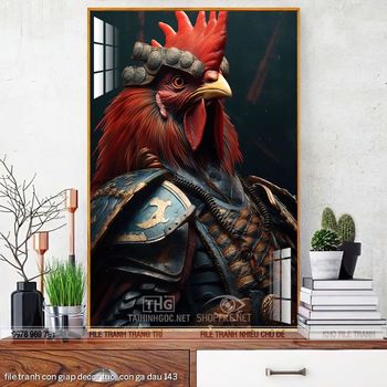 file tranh con giap decor tuoi con ga dau 143