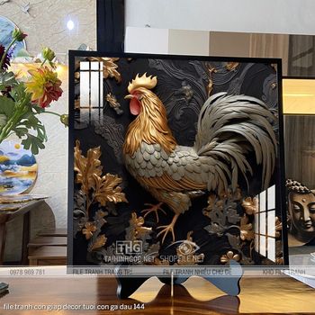 file tranh con giap decor tuoi con ga dau 144