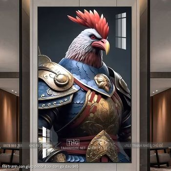 file tranh con giap decor tuoi con ga dau 145