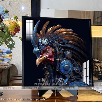 file tranh con giap decor tuoi con ga dau 147