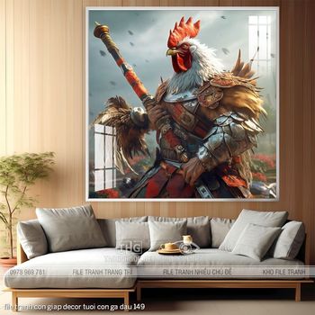 file tranh con giap decor tuoi con ga dau 149