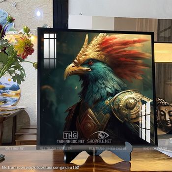 file tranh con giap decor tuoi con ga dau 152